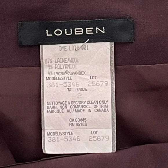 Louben/ Vintage/ Eggplant midi skirt/ Wool  mix/ Pleated/ Size US 2 - Picture 5 of 9